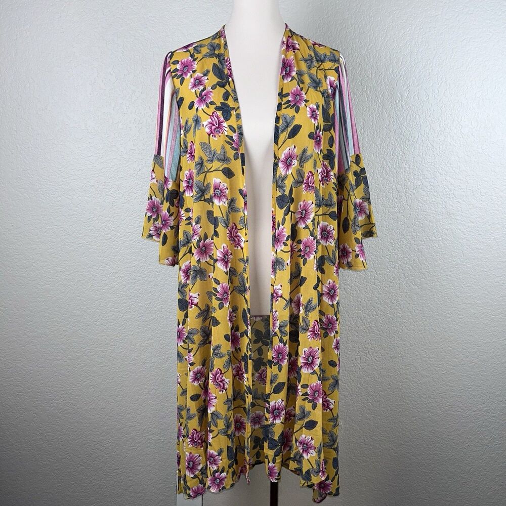Grace + Emma Women's Kimono Floral Print Mustard S/M